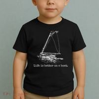 Life Is Better On A Boat Sailboat Sketch Cool Sailing Toddler T-Shirt thumb 2