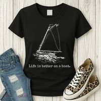 Life Is Better On A Boat Sailboat Sketch Cool Sailing Women's T-Shirt thumb 3