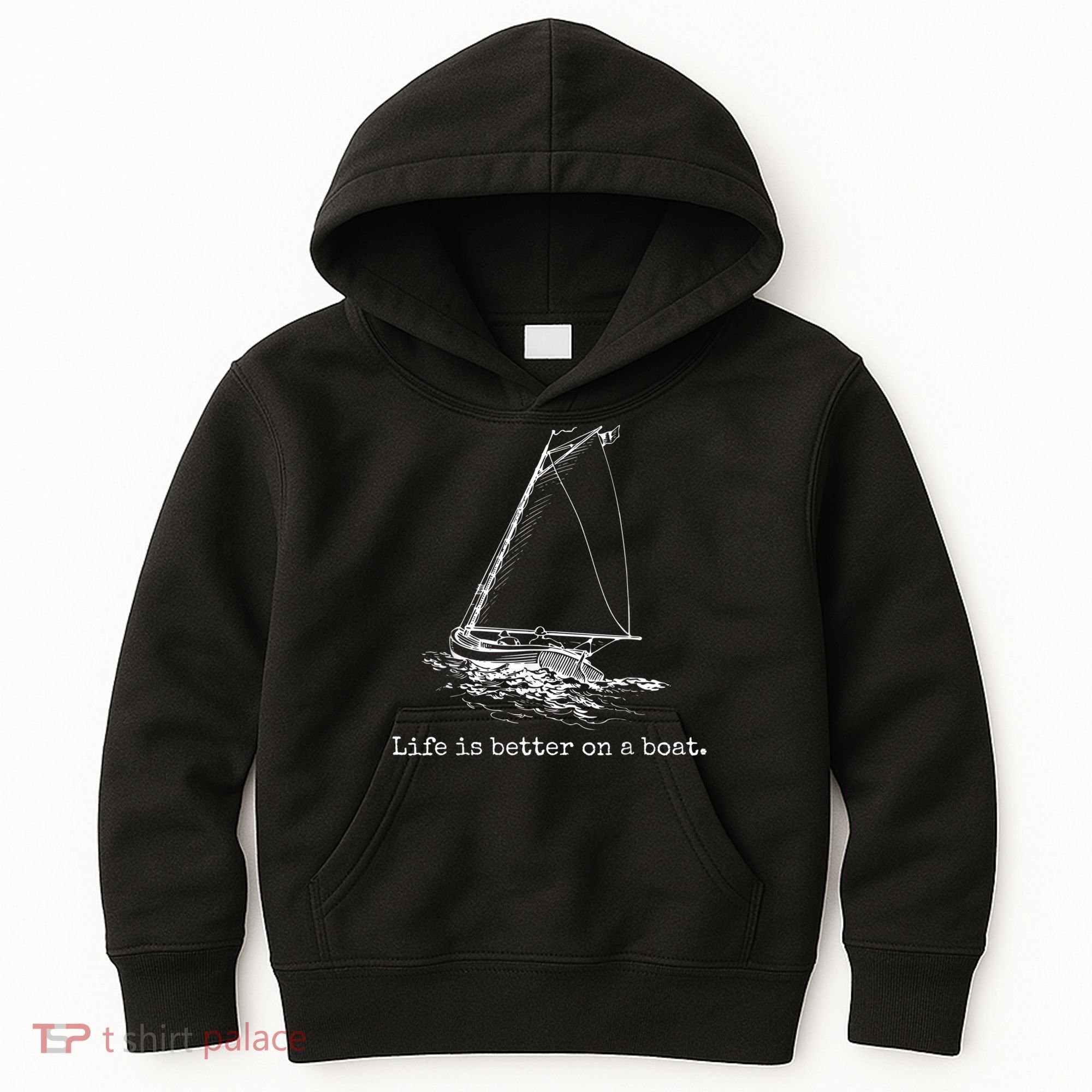 Life Is Better On A Boat Sailboat Sketch Cool Sailing Kids Hoodie
