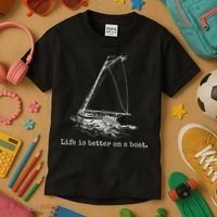 Life Is Better On A Boat Sailboat Sketch Cool Sailing Kids T-Shirt thumb 3