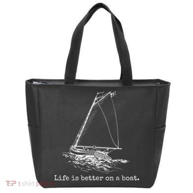 Life Is Better On A Boat Sailboat Sketch Cool Sailing Tote Bag