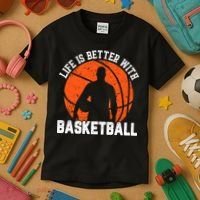 Life Is Better With Basketball For Player Bball Kids T-Shirt thumb 3