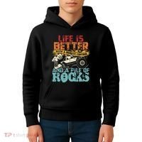 Life Is Better With A Remote Control And A Pile Of Rocks Kids Hoodie thumb 4