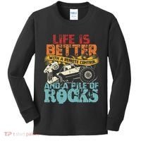 Life Is Better With A Remote Control And A Pile Of Rocks Kids Long Sleeve Shirt thumb 0