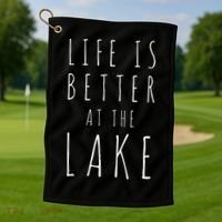 Life Is Better At The Lake Camp Cool Gift Golf Towel thumb 1