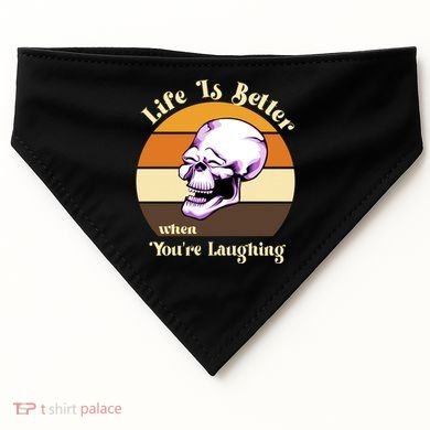 Life Is Better When Your Laughing Retro Skull USA-Made Doggie Bandana
