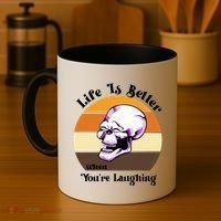 Life Is Better When Your Laughing Retro Skull Coffee Mug thumb 4
