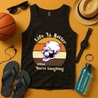 Life Is Better When Your Laughing Retro Skull Tank Top thumb 4