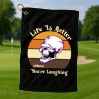 Life Is Better When Your Laughing Retro Skull Golf Towel thumb 1
