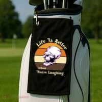 Life Is Better When Your Laughing Retro Skull Golf Towel thumb 2