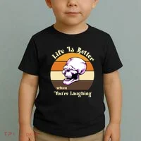 Life Is Better When Your Laughing Retro Skull Toddler T-Shirt thumb 2