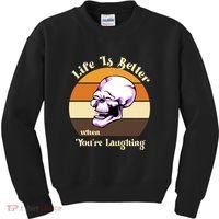 Life Is Better When Your Laughing Retro Skull Kids Sweatshirt thumb 0