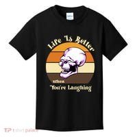 Life Is Better When Your Laughing Retro Skull Kids T-Shirt thumb 0
