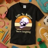 Life Is Better When Your Laughing Retro Skull Kids T-Shirt thumb 3