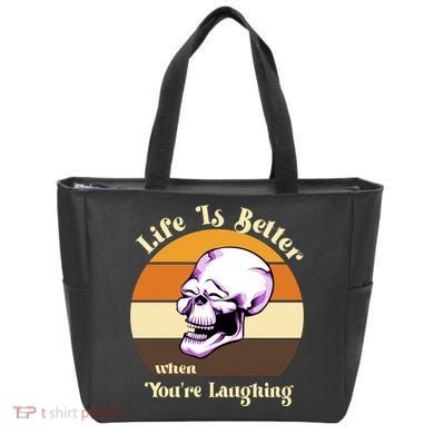 Life Is Better When Your Laughing Retro Skull Tote Bag