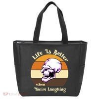 Life Is Better When Your Laughing Retro Skull Tote Bag thumb 0