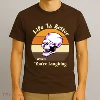 Life Is Better When Your Laughing Retro Skull T-Shirt thumb 3