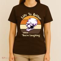 Life Is Better When Your Laughing Retro Skull T-Shirt thumb 4