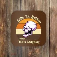 Life Is Better When Your Laughing Retro Skull Coaster thumb 0