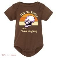Life Is Better When Your Laughing Retro Skull Baby Bodysuit thumb 0