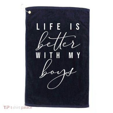 Life Is Better Cute Boy Parent Gift Golf Towel