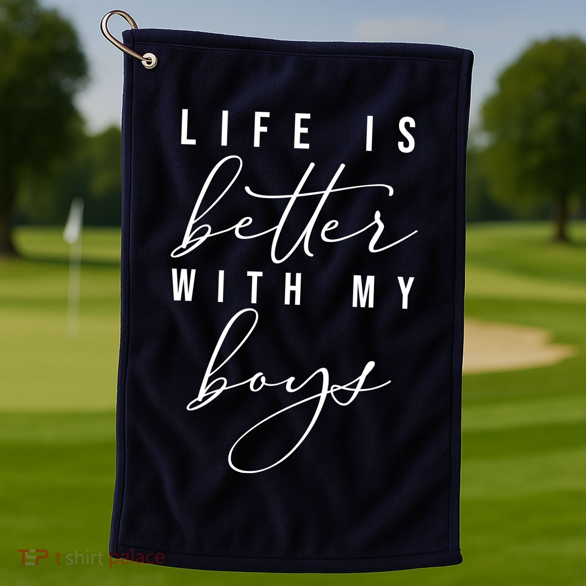 Life Is Better Cute Boy Parent Gift Golf Towel