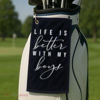 Life Is Better Cute Boy Parent Gift Golf Towel thumb 2