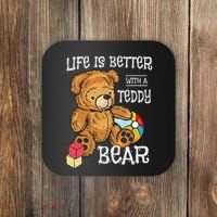 Life Is Better With A Teddy Bear Stuffed Toy Coaster thumb 0