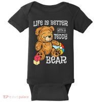 Life Is Better With A Teddy Bear Stuffed Toy Baby Bodysuit thumb 0