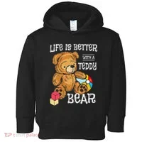 Life Is Better With A Teddy Bear Stuffed Toy Toddler Hoodie thumb 0