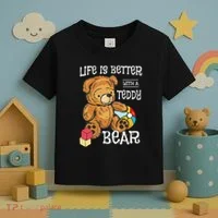 Life Is Better With A Teddy Bear Stuffed Toy Toddler T-Shirt thumb 3