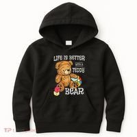 Life Is Better With A Teddy Bear Stuffed Toy Kids Hoodie thumb 0
