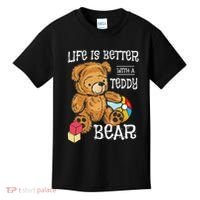Life Is Better With A Teddy Bear Stuffed Toy Kids T-Shirt thumb 0