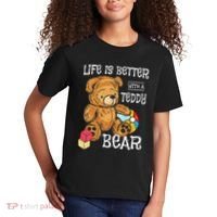 Life Is Better With A Teddy Bear Stuffed Toy Kids T-Shirt thumb 2