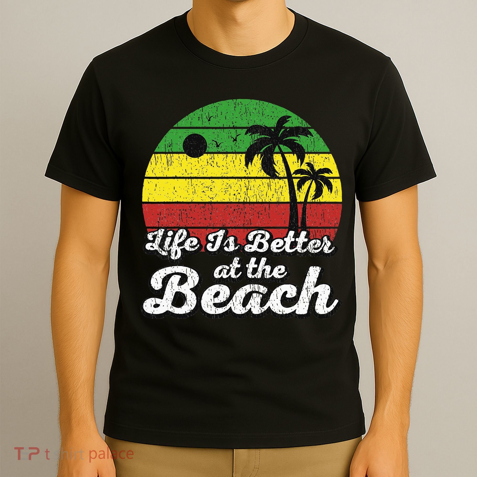 Life Is Better At The Beach Vintage Palm Tree Beach Vacation T-Shirt