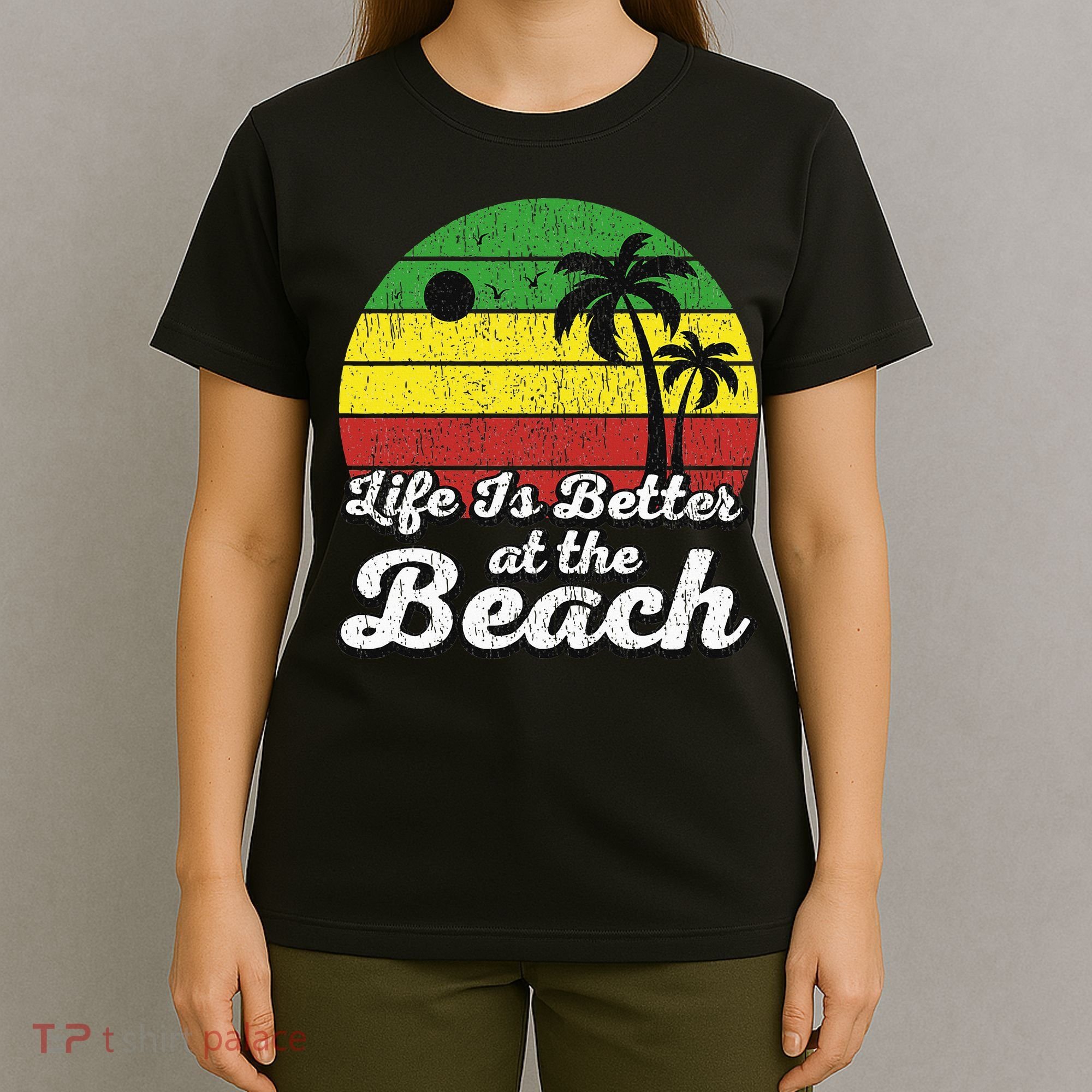 Life Is Better At The Beach Vintage Palm Tree Beach Vacation T-Shirt
