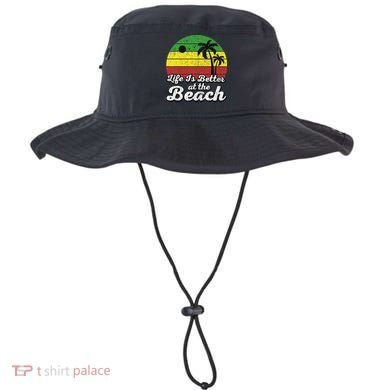 Life Is Better At The Beach Vintage Palm Tree Beach Vacation Bucket Hat