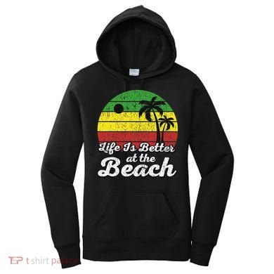 Life Is Better At The Beach Vintage Palm Tree Beach Vacation Women's Hoodie
