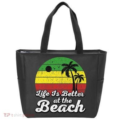 Life Is Better At The Beach Vintage Palm Tree Beach Vacation Tote Bag
