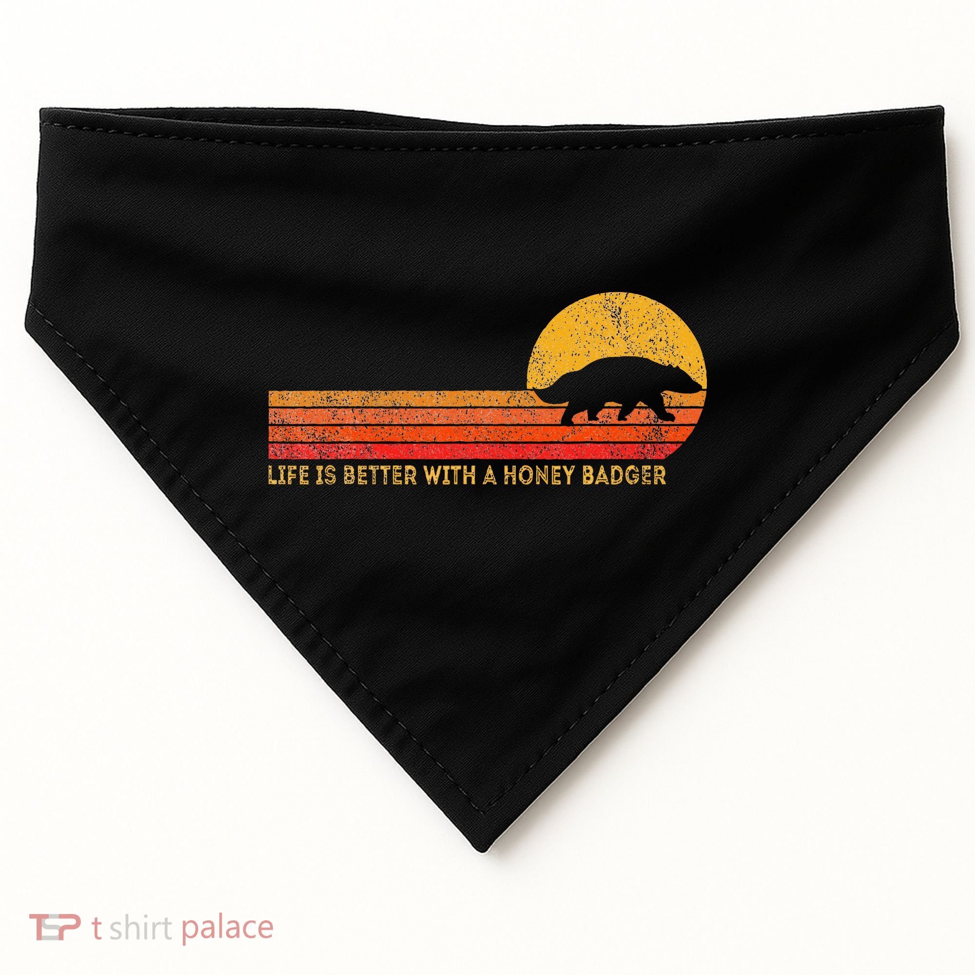 Life Is Better With A Honey Badger Funny Honey Badger Retro USA-Made Doggie Bandana