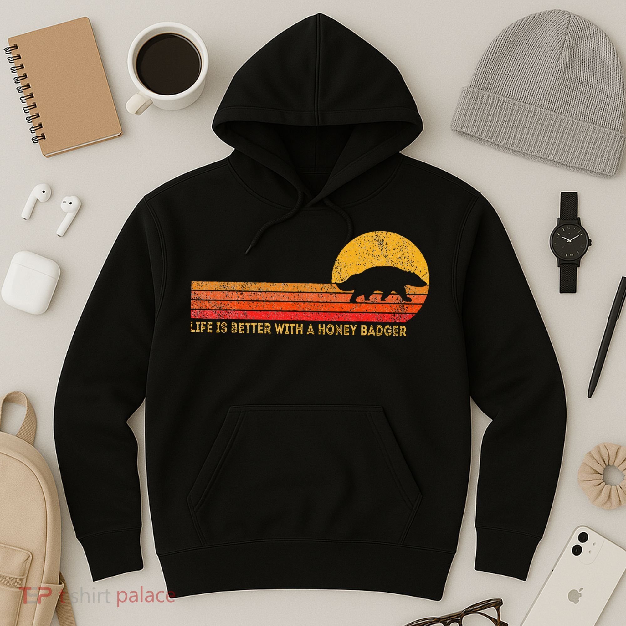 Life Is Better With A Honey Badger Funny Honey Badger Retro Hoodie