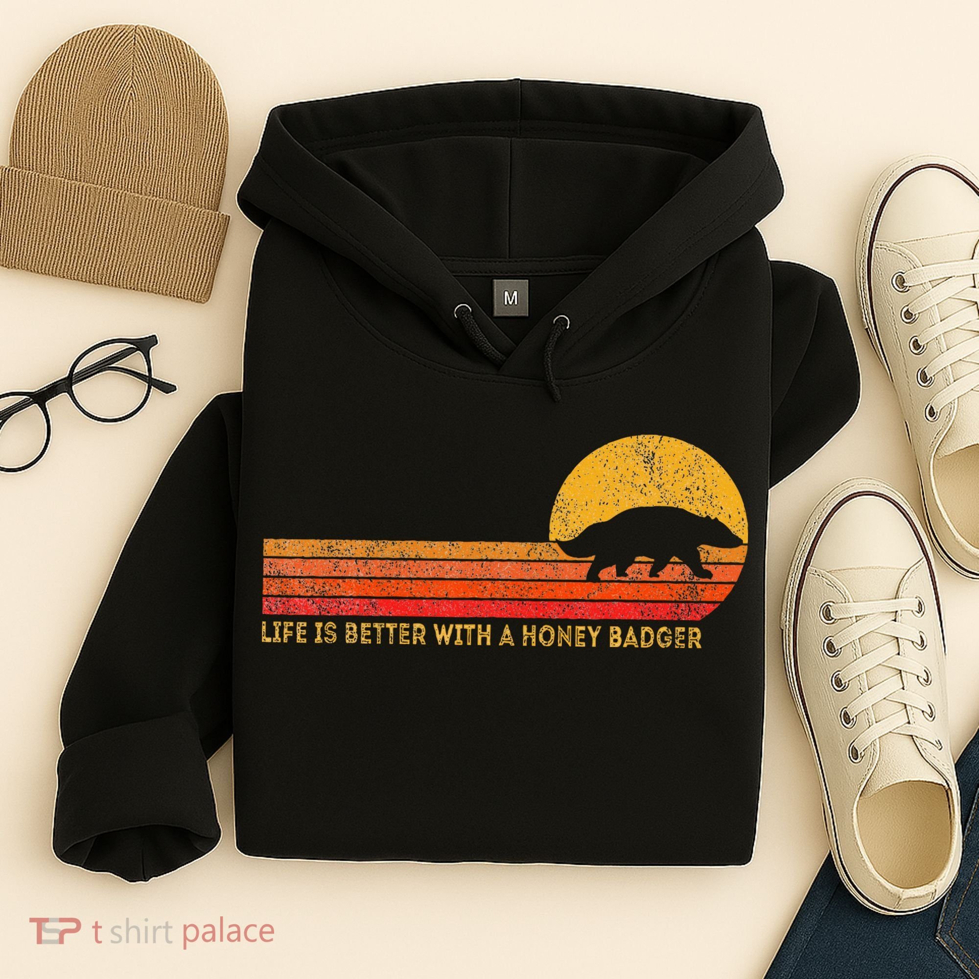 Life Is Better With A Honey Badger Funny Honey Badger Retro Hoodie