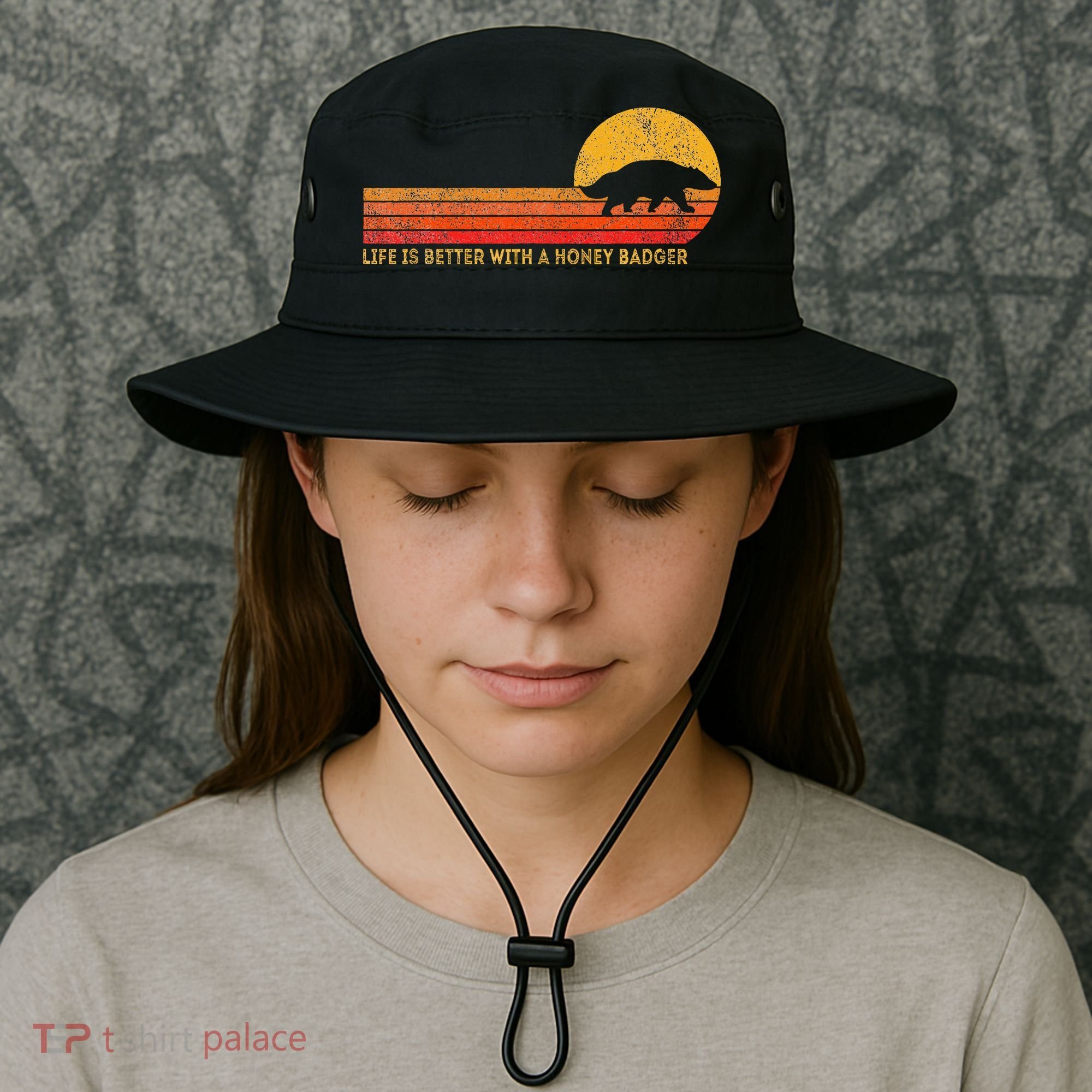 Life Is Better With A Honey Badger Funny Honey Badger Retro Bucket Hat