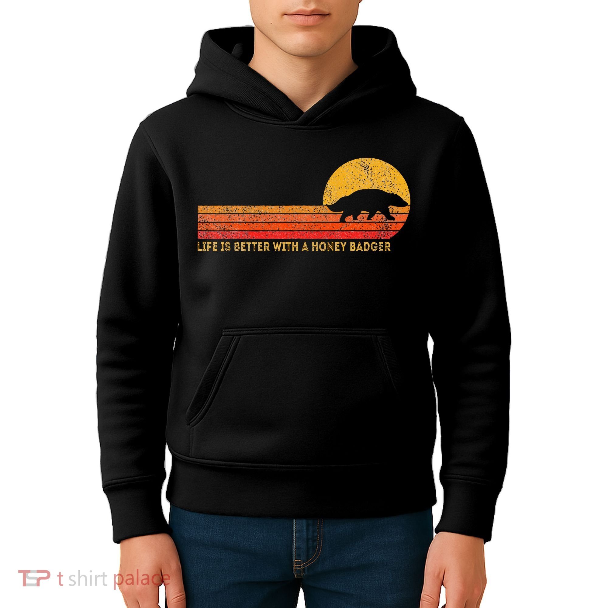 Life Is Better With A Honey Badger Funny Honey Badger Retro Kids Hoodie