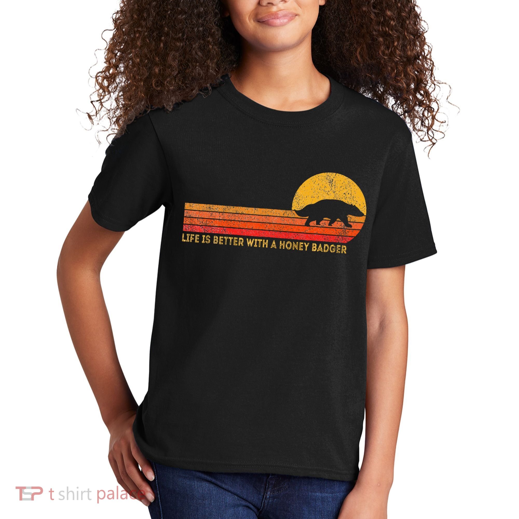 Life Is Better With A Honey Badger Funny Honey Badger Retro Kids T-Shirt