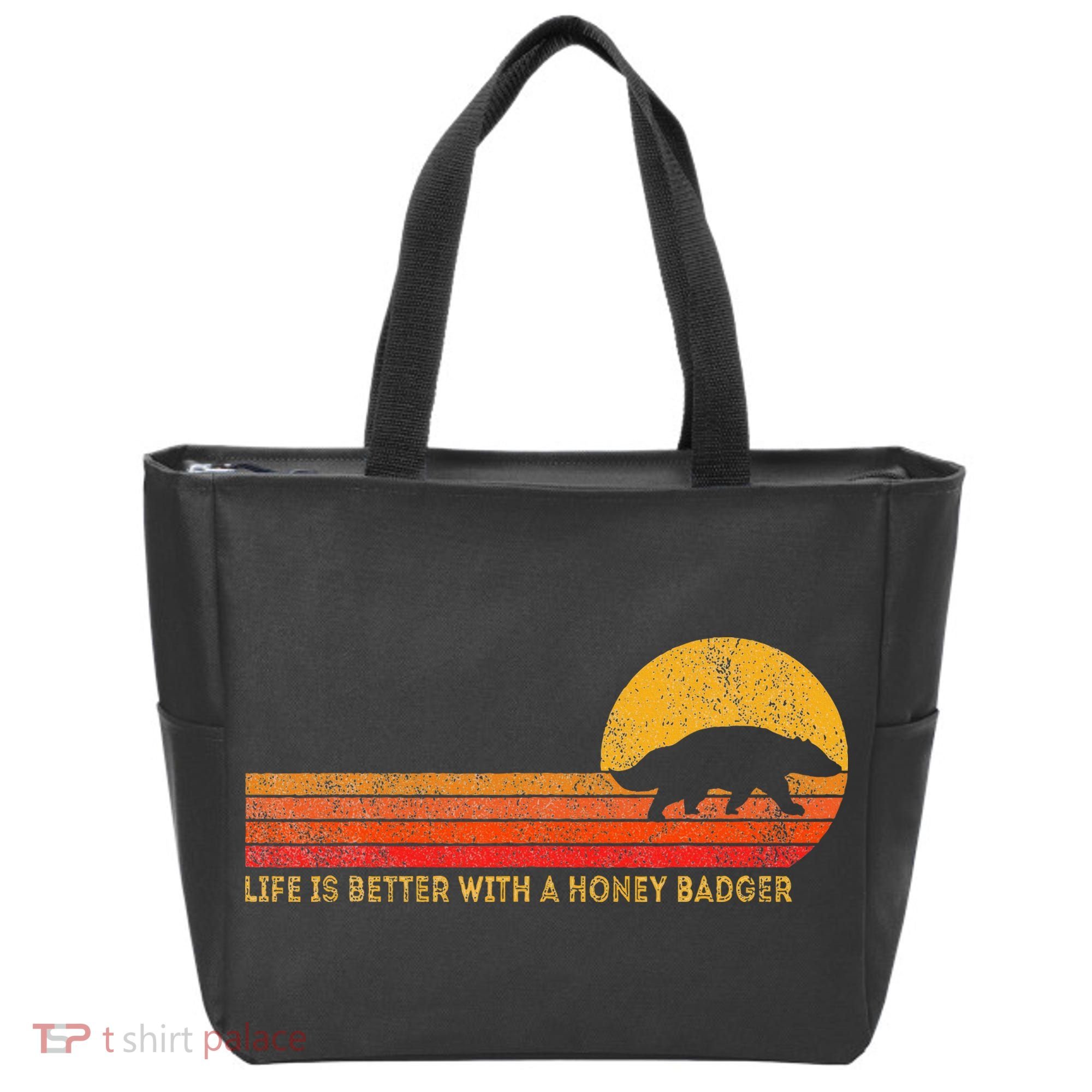Life Is Better With A Honey Badger Funny Honey Badger Retro Tote Bag