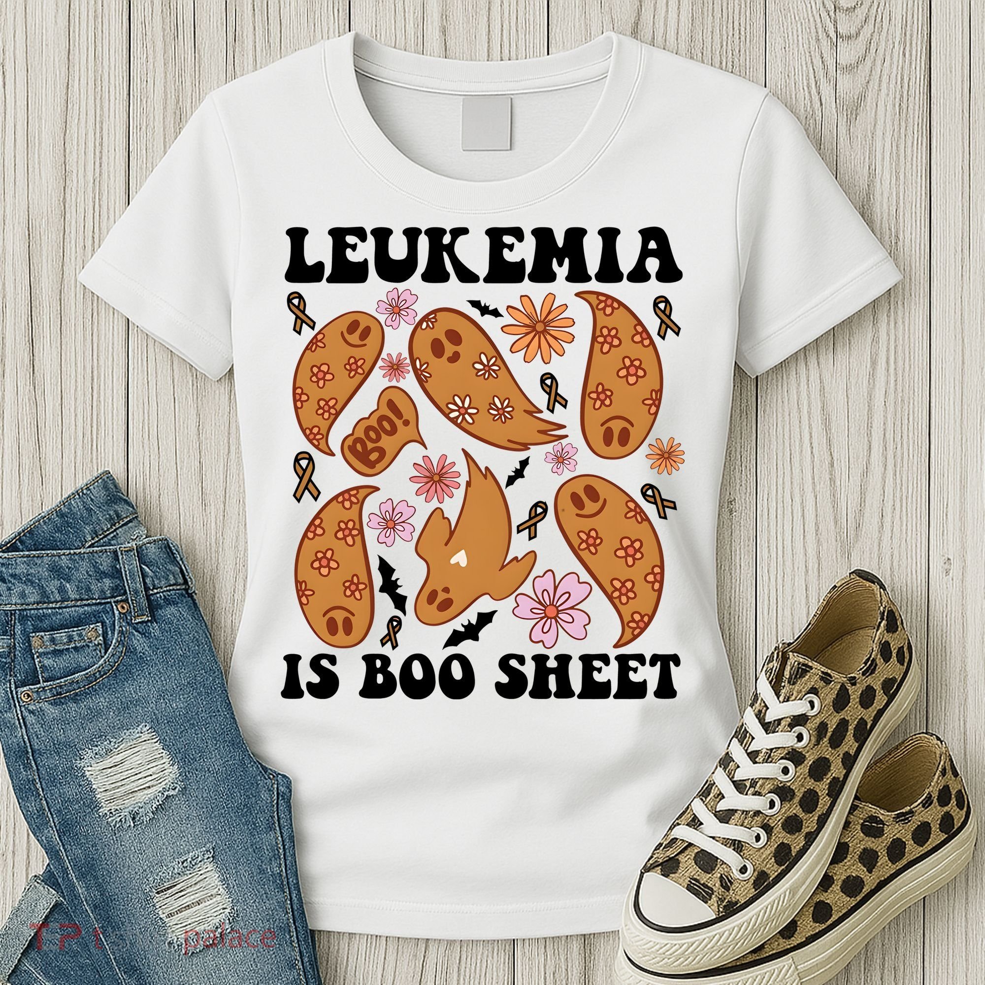 Leukemia Is Boo Sheet Leukemia Cancer Awareness Women's T-Shirt