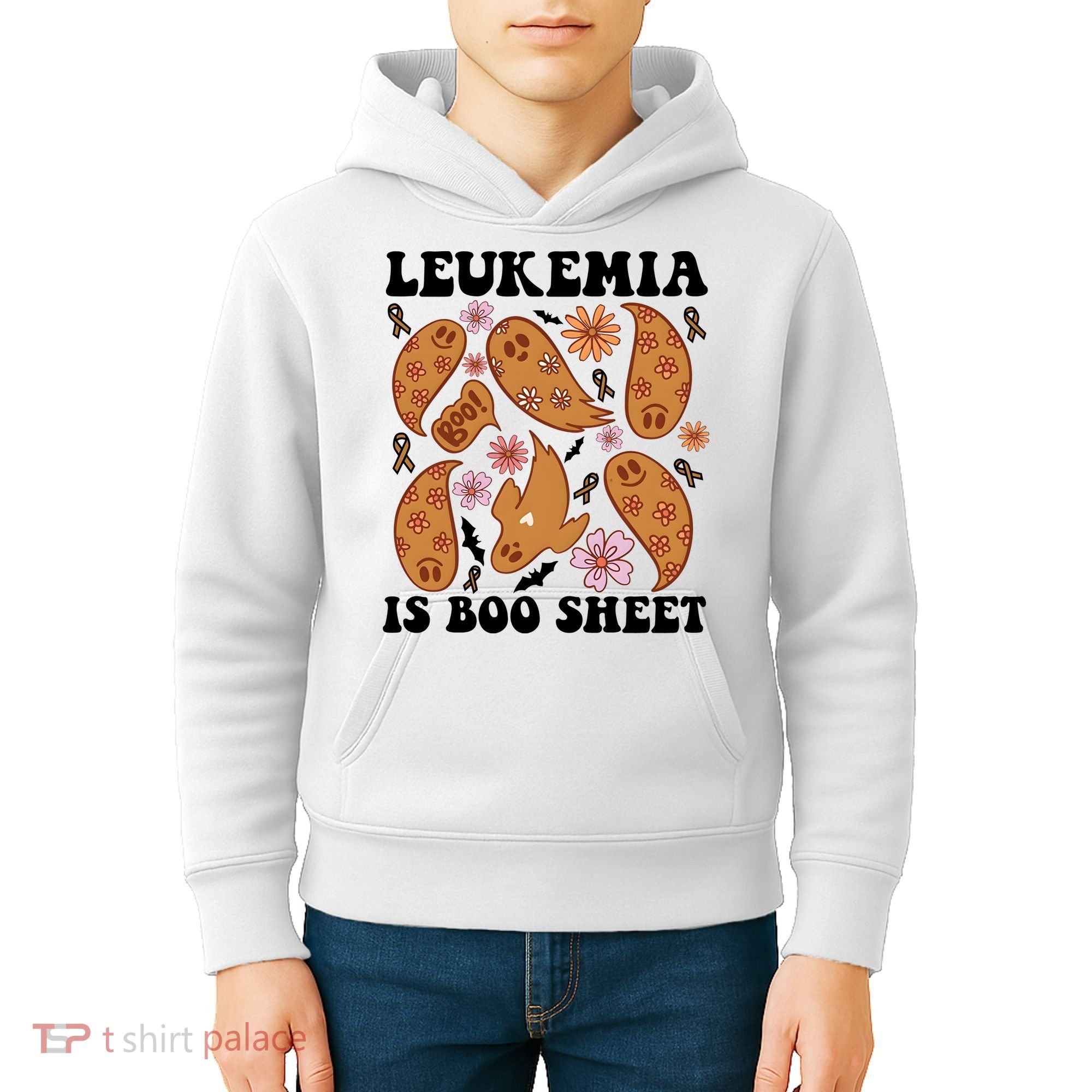 Leukemia Is Boo Sheet Leukemia Cancer Awareness Kids Hoodie