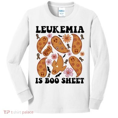 Leukemia Is Boo Sheet Leukemia Cancer Awareness Kids Long Sleeve Shirt