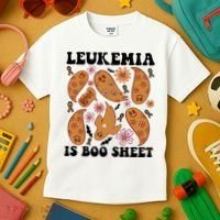 Leukemia Is Boo Sheet Leukemia Cancer Awareness Kids T-Shirt thumb 3